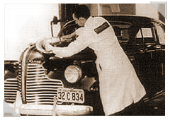 man polishing car